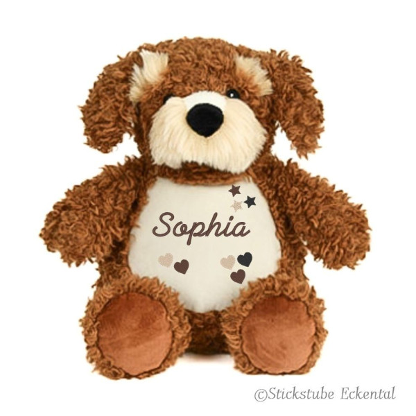 Stofftier Hund Cockapoo bestickt mit Namen